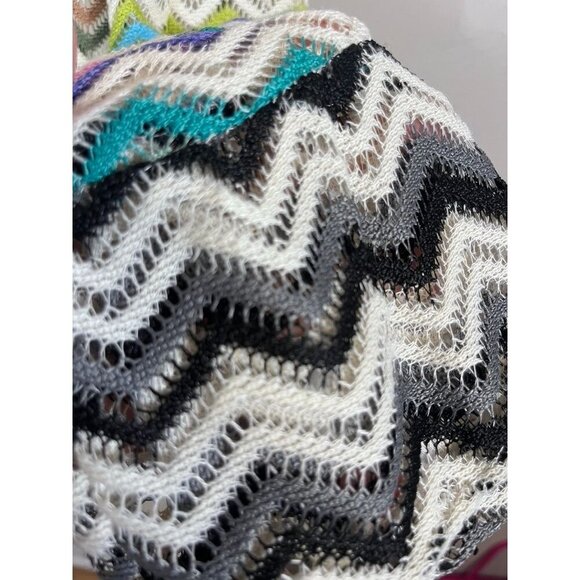 Vintage Crochet Open Knit Skirt L Multicolor Long Boho Hippie Indie Western 80s - Picture 4 of 10